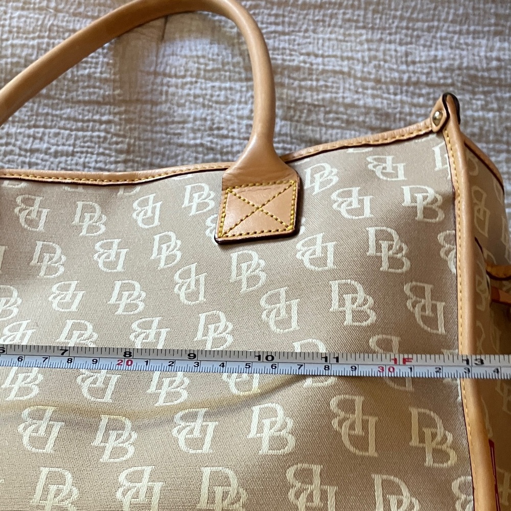 Dooney & Bourke Beige Logo Canvas Tote with Tan Leather Trim - Picture 5 of 8